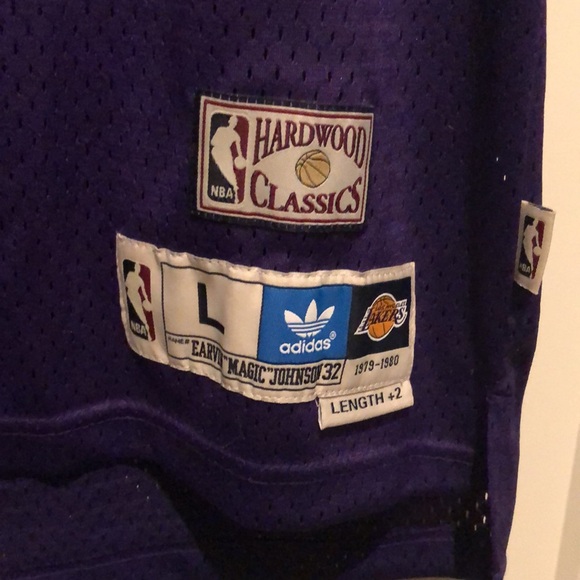 Adidas Magic Johnson Lakers #32 Hardwood Classics Jersey - Size: Large +2 Length - Picture 4 of 4